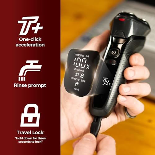 Cordless Electric Razor for Men: 3-in-1 Shaver for Beard/Nose/Sideburns - IPX7 Waterproof Travel Kit - Precision Blades & Turbo Speed