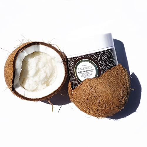 LaLicious Sugar Coconut Extraordinary Whipped Sugar Scrub - Cane Sugar Body & Foot Scrub, Exfoliating & Moisturizing Skin Care with Coconut Oil & Honey, No Parabens (2oz)