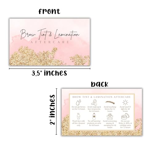 Brow Aftercare Instruction Cards 50-Pack 2x3.5" | Lamination & Tint