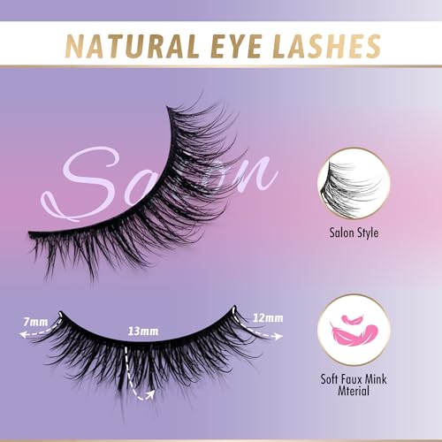 False Eyelashes 7 Pairs Kit with Lash Glue - Reusable Faux Mink Strips