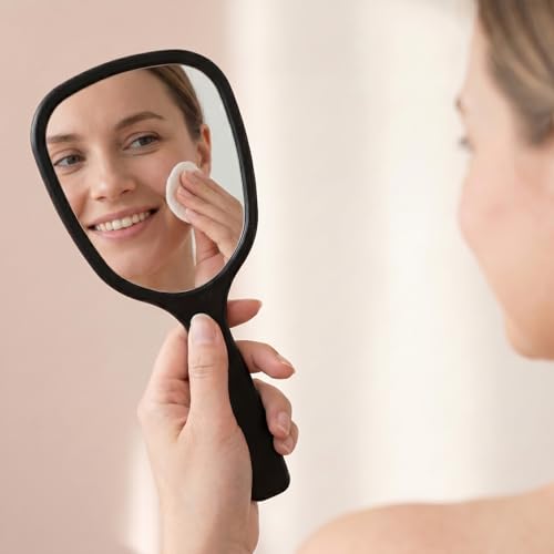 2-Pack Handheld Mirror with Handle 18x8cm Travel Vanity Mirror