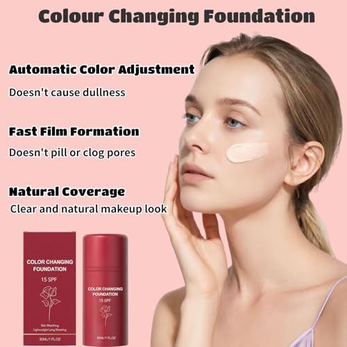 Gawysbm Korean Color Changing Foundation Natural 1 Fl Oz Auto-Adjusting Makeup