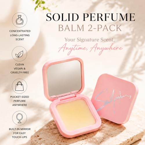 Solid Perfume Balm 2-Pack with Mirror - Portable Travel Fragrance