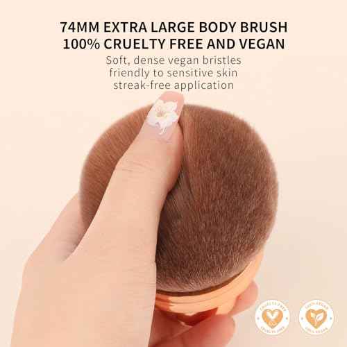 docolor Extra Large Body Makeup Brush For Self Tanner, 3 Inch Width Self Tanning Blend Brush, Soft synthetic hair, Powder, Foundation, Blusher, Bronzer, Face and Body Brush Gift box