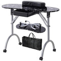 WELLHUT Portable Manicure Table with Lockable Wheels & Carrying Bag