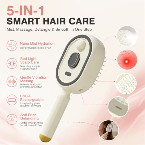 Electric Spray Hair Brush with Scalp Massage & Misting