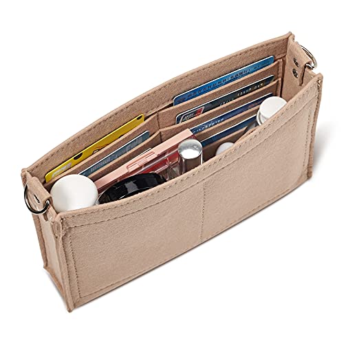 Vercord Felt Purse Insert Organizer LV 26 19 Toiletry Pouch Insert with D Ring Attach Chain Strap