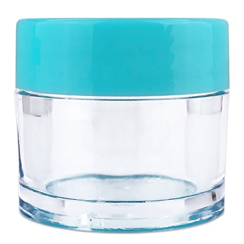 Beauticom¢ç 7 Gram / 7 ML (Quantity: 60 Pieces) Thick Wall Round Leak Proof Clear Acrylic Jars with Teal Lids for Beauty, Cream, Cosmetics, Salves, Scrubs