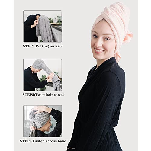 ROLSHOL Microfiber Hair Towel Wrap, 27 x 39 in, 2-Pack