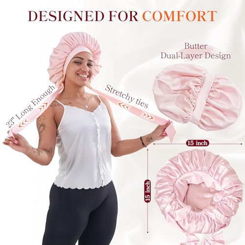 Silk Satin Bonnet for Sleeping - Adjustable Hair Wrap