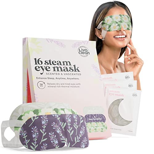 LivaClean 16 CT Steam Eye Mask for Dry Eyes - Mix Scented Masks - Eye Steam Mask Self-Heating Eye Mask for Sleeping - Heat Eye Mask for Dry Eye - Disposable Eye Mask Warm, Eye Warmer, Heated Eye Mask