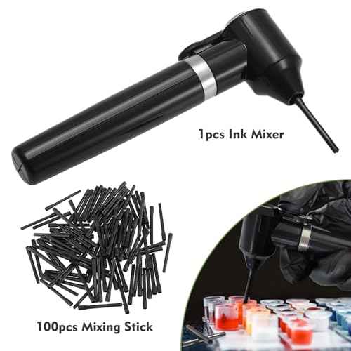 Rayyl Tattoo Ink Mixer Kit - Include Tattoo Ink Mixer Machine with 100pcs Ink Mixing Sticks Black Electric Pigment Mixer Color Mix Tool Ink Agitator for Ink Mixer Tattoo Supplies...
