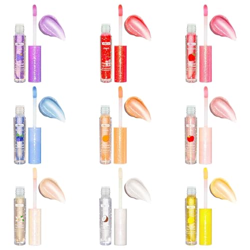 9-Pack Flavored Lip Gloss Set with Vitamin E & Natural Oils