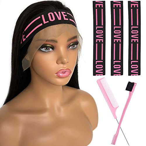 Iraatraa Wig Band Elastic Bands For Wig 3 Pcs Lace Melting Band For Lace Front Wig Bands For Keeping Wigs In Place Edge Wrap To Lay Edges Melt Band For Lace Wigs Edge Band (5 Piece Set, Black Pink)