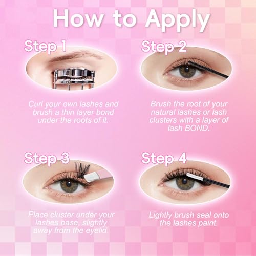 FADLASH Lash Extension Kit Volume Fluffy Lashes Clusters D Curl Eyelash Extensions with Bond and Seal Tweezers for DIY at Home Natural and Soft (100D-0.07D-12-18MIX KIT)