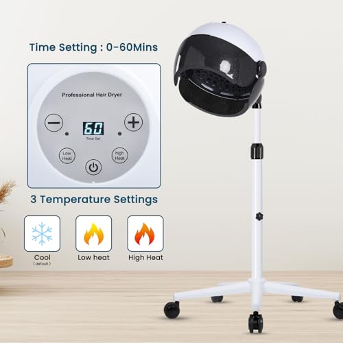 Professional Hooded Hair Dryer with Stand & Wheels