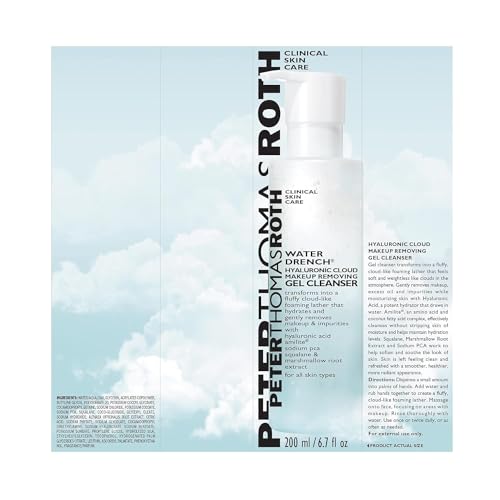 Peter Thomas Roth | Water Drench Hyaluronic Cloud Makeup Removing Gel Cleanser | Hydrating Facial Cleanser with Hyaluronic Acid Removes Makeup