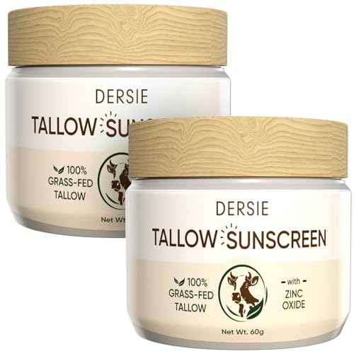 (Pack of 2) Organic Beef Tallow Sunscreen SPF 30: Instant Sun Protection with 100% Grass Fed Tallow and Zinc Oxide - Deep Hydration & Non-Greasy Formula for Adults and Kids (2.12 oz Each)