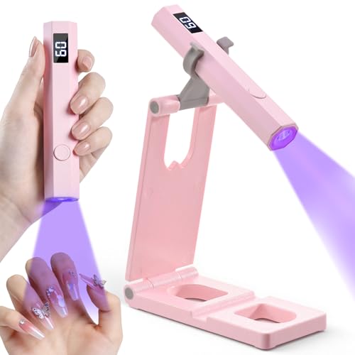 Handheld UV Nail Lamp with Stand - Mini Rechargeable Light for Gel Nails