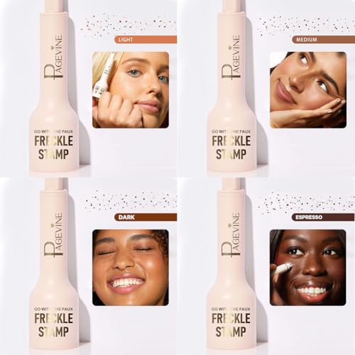 Upgrade Faux Freckle Stamp Pen?Liquid Freckle Marker with Multi-Prong Soft Tip, Air Cushion Applicator for Natural Sun-Kissed Look, Long-Lasting Freckle Makeup Tool(1#LIGHT+2#MEDIUM)