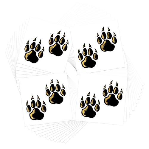 Black & Gold Wolf Paw Temporary Tattoos - 48 Pack