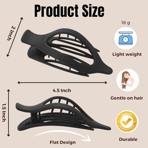 Flat Hair Clips 8-Pack - Matte Claw Clips for Thick Hair