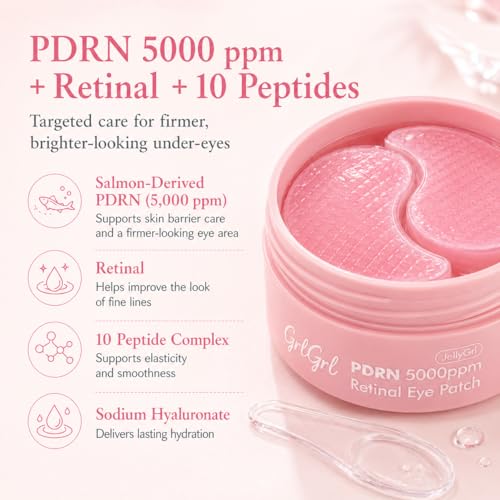 GrlGrl PDRN Salmon DNA Under Eye Patches - Retinal Hydrogel Mask (60 Pcs)