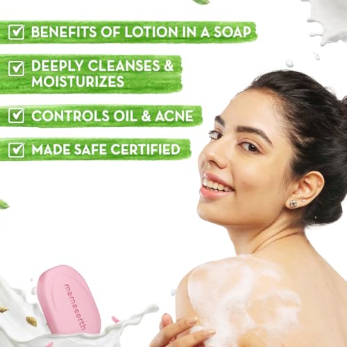 MAMAEARTH Multani Mitti & Rose Moisturizing Lotion Soap Bar | Controls Oil & Body Acne | Bentonite Clay Bar for Oil & Acne Free Skin | for Face & Body | 4 Bars (4.41 Oz/125g Each)