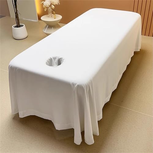Massage Table Sheets,Massage Table Cover,Massage Linens, Massage Fitted Sheet, Massage Face Rest Cover with Hole, Sutiable for Beauty,Spa 75 * 118 in (White (75 * 118in))