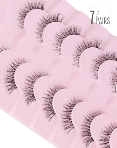 Onlyall Natural Wispy False Eyelashes 12mm Clear Band H24