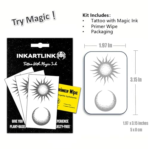 INKARTLINK Semi-Permanent Tattoos - Waterproof, 1-2 Week Wear