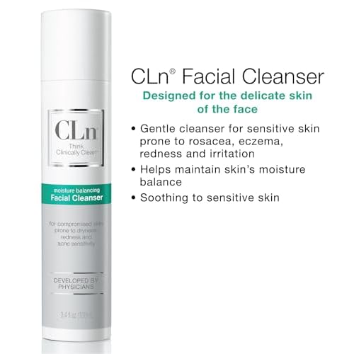 CLn¢ç Facial Cleanser - Hydrating Facial Cleanser with Glycerin, For Skin Prone to Dryness, Eczema, Redness, Irritation & Acne Sensitivity, Fragrance-Free & Paraben-Free, 3.4 fl. oz. (Pack of 2)