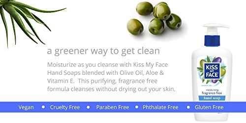 Kiss My Face Fragrance Free Liquid Hand Soap, Vegan and Cruelty Free Hand Wash Soap, 9 Fl Oz Bottle with Pump Dispenser, Fragrance Free, 6 Pack
