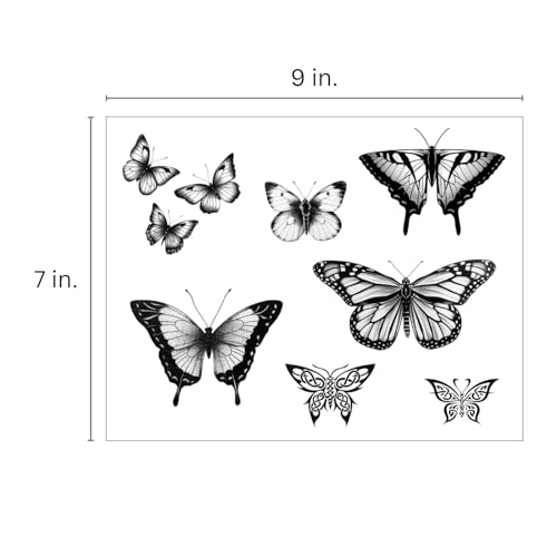 One Grace Small Butterfly Temporary Tattoos - Realistic Black and White Butterflies and Celtic Butterfly Long Lasting Tattoos for Men and Women