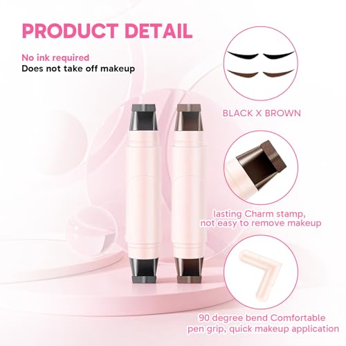 Rotating Eyeliner Stamp Pen - 2pc Wing Kit with 100 Cotton Swabs