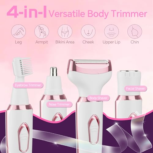 Women’s Electric Razor Bikini Trimmer 4-in-1 Cordless Hair Removal Shaver