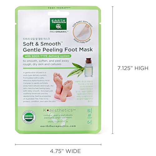Earth Therapeutics Gentle Peeling Foot Mask - Soft & Smooth (2 Pairs)