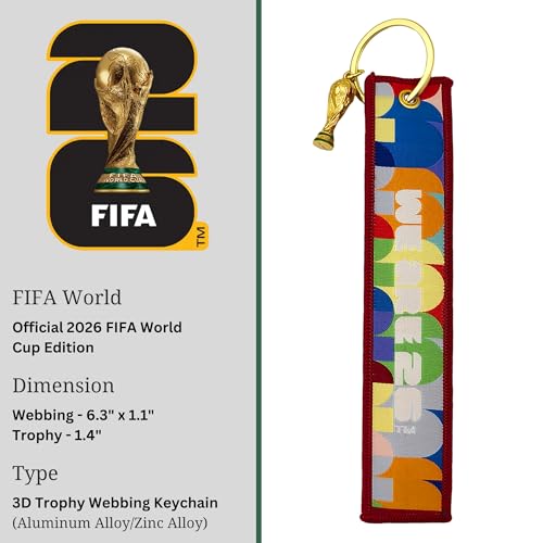 FIFA World Cup 2026 Embroidered Keychain with 3D Trophy