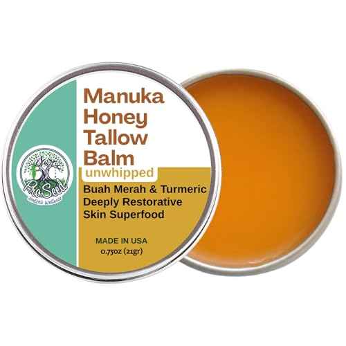 ProSeed Manuka Honey Unwhipped Tallow Balm ? Handmade Grass-Fed Beef Moisturizer with Frankincense, Vitamin E, Castor, Buah Merah & Turmeric ? Face & Body Cream for Men, Women & Kids ? Travel Size