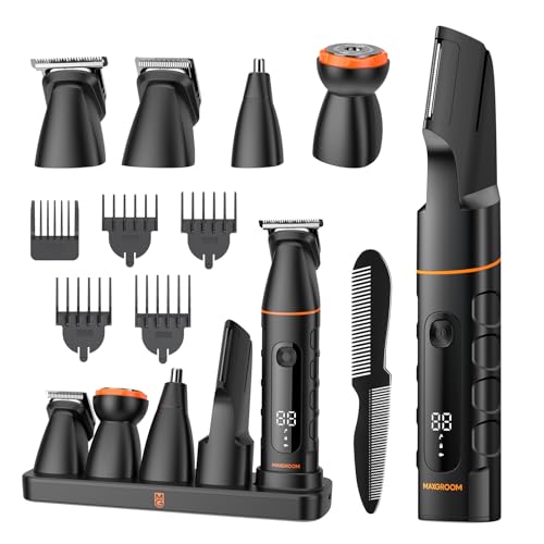 MAXGROOM Waterproof Body & Pubic Hair Trimmer for Men - Black