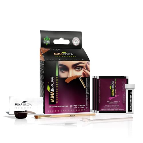 Mina iBrow Henna Hair Color Tint Kit - Copper Brown, Vegan & Ammonia-Free