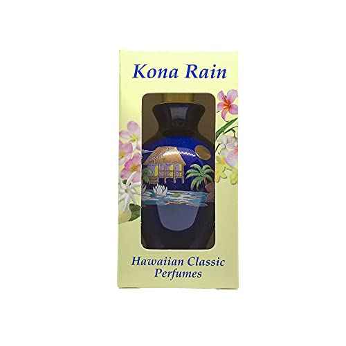Hawaiian Kona Rain Perfume by Edward Bell, Hawaiian Classic Perfumes 0.25 oz (Navy Blue Porcelain Bottle)