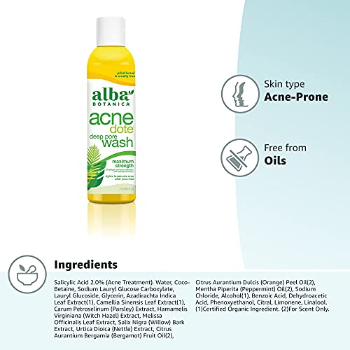 Alba Botanica Acnedote Maximum Strength Deep Pore Wash, 6 Oz (Pack of 2)