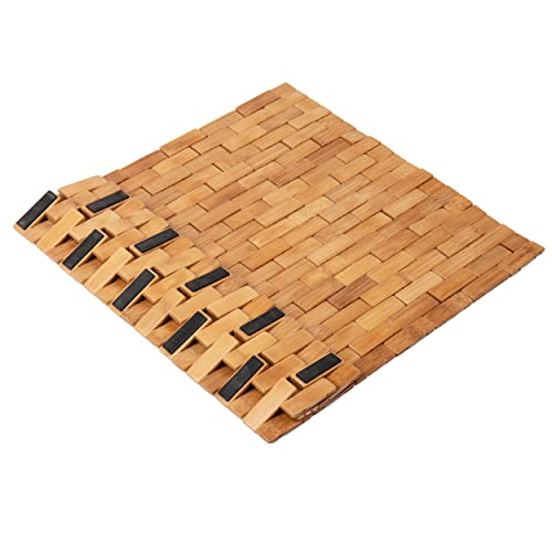 Bamboo Bath Mat with Non-Slip Grips, 23.5" x 16.5"