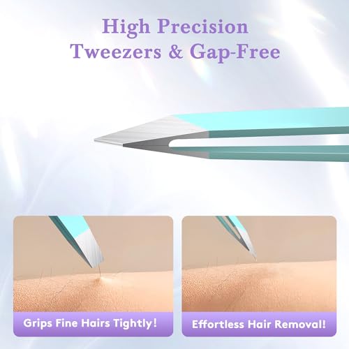 BEDACE Precision Tweezers Set - Stainless Steel Slant, Pointed, Flat, Hook