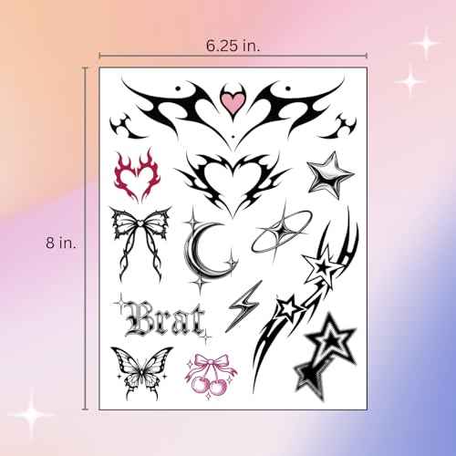 Cute Y2K Temporary Tattoos | Realistic Waterproof Fake Tats | Festival, Bachelorette, Halloween, Birthday Favors, Accessories