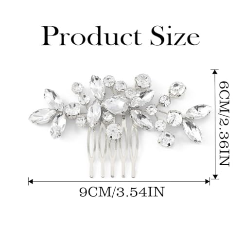 Silver Crystal Rhinestone Bridal Hair Comb Clip