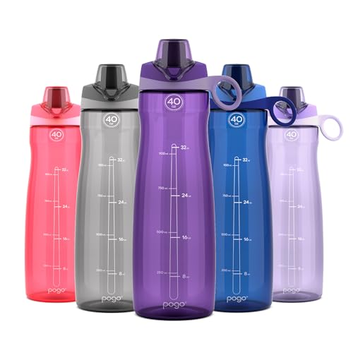 Pogo BPA-Free Tritan Plastic Water Bottle with Chug Lid, 40 Oz, Purple