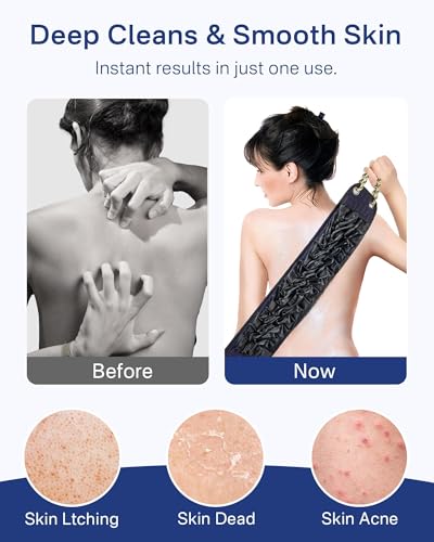 Yiclick Back Scrubber with Dual Loofah & Exfoliating Sides