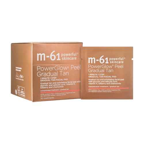 m-61 PowerGlow Peel Gradual Tan | Exfoliating Facial Peel, Build A Streak-Free Radiant Glow